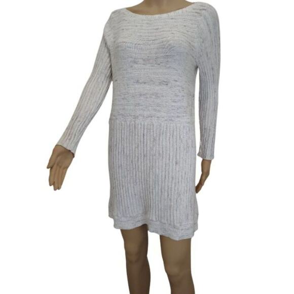 Knit MOTH Anthropologie Beige Long Sleeve Boat Neck Sweater Dress Size Large - Picture 2 of 6